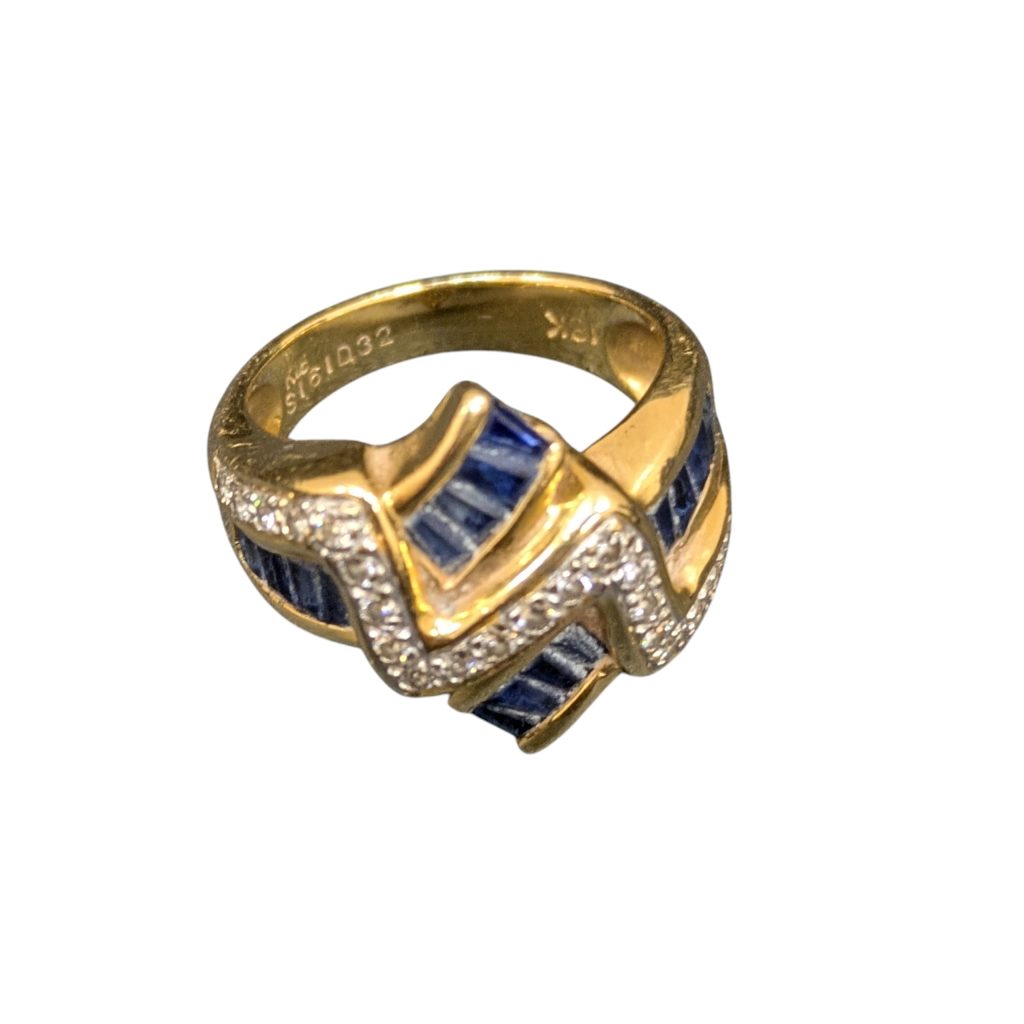 K18(18金) ダイヤサファイヤリング