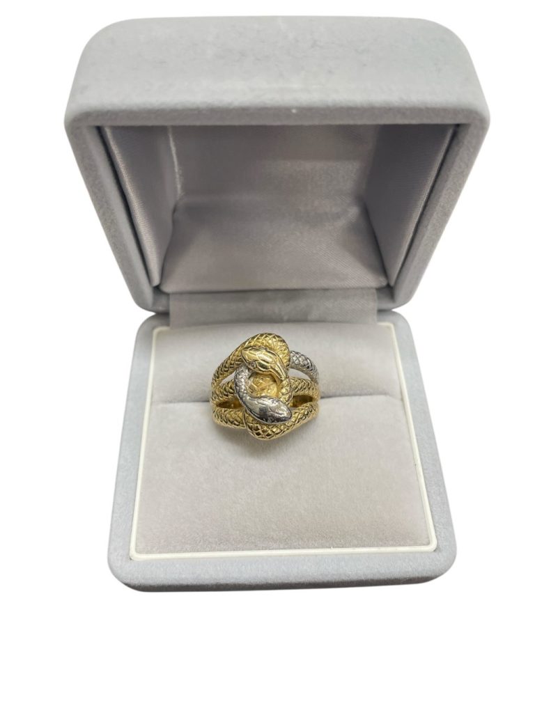 k18とpt900のスネークデザインリング