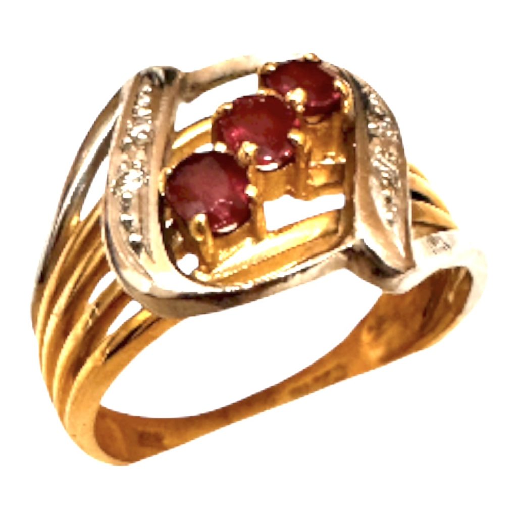 K18/Pt850 コンビ ルビー/メレダイヤ付きリング 札幌市西区