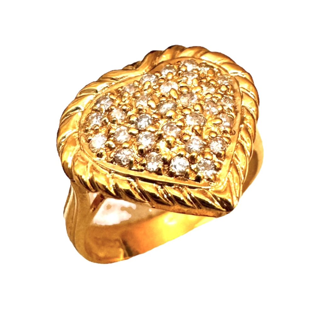 K18(750) YG ハート型リングダイヤ付き 札幌市西区