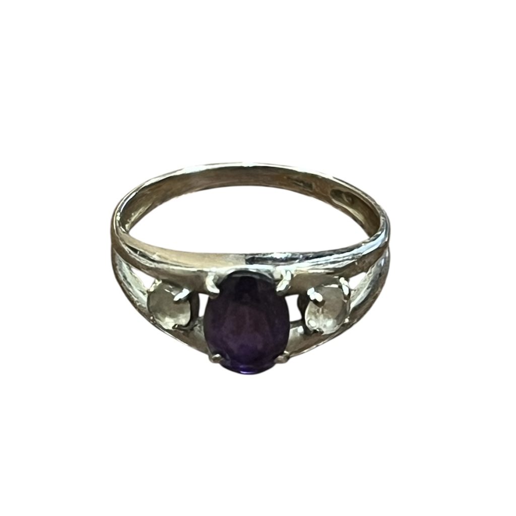 K10WG(10金ホワイトゴールド)　石付　リング