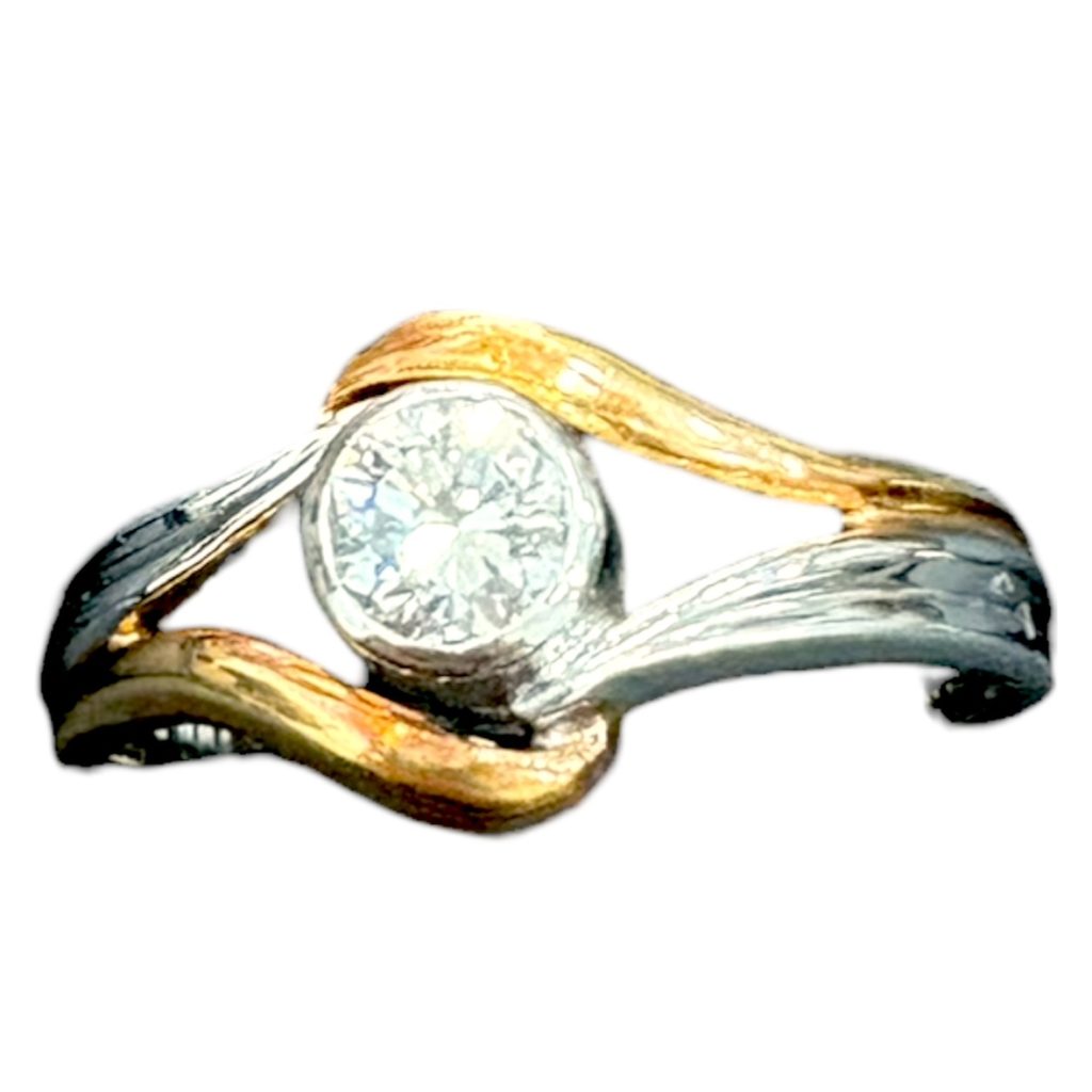 K18　Pt900　コンビリング　ダイヤモンド　18金