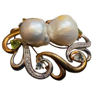 K18 Pt900 コンビ　ヘアアクセサリー