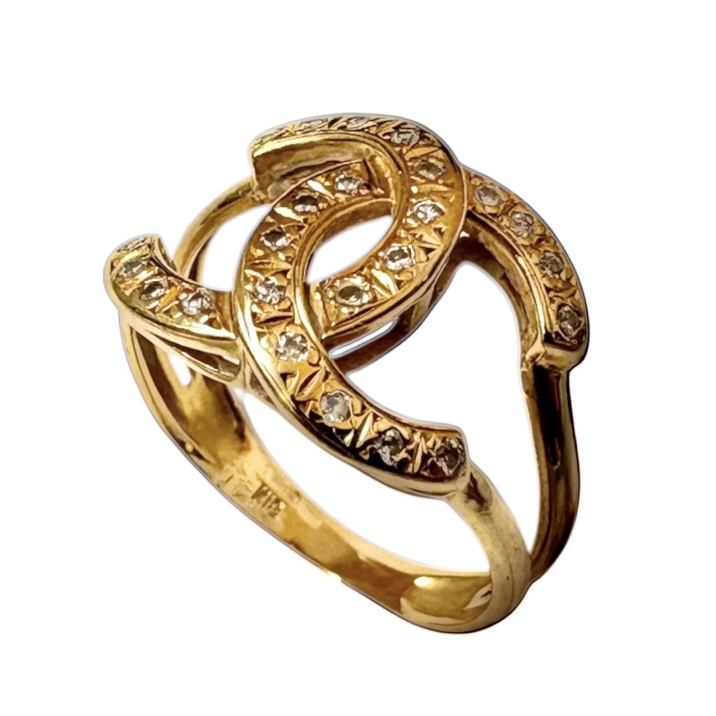 【K18 (18金)】シャネルモチーフ  ダイヤモンド  リング