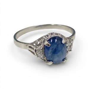 Pt900リング 色石 メレダイヤ