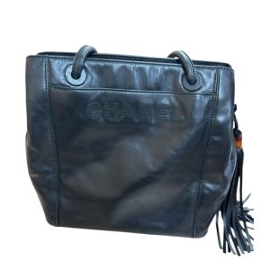 CHANEL シャネル ラムスキン フリンジトートバッグ ブラック