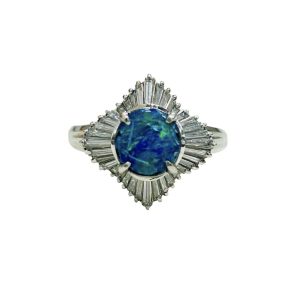 Pt900 オパール1.01ct＆メレダイヤ0.5ct付きリング