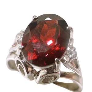 【K14WG(14金)ホワイトゴールド　リング/宝石・ガーネット・貴金属・アクセサリー・メンズ・レディース】