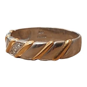 K18（18金・750）・Pt900（プラチナ900）メレダイヤモンド コンビリング