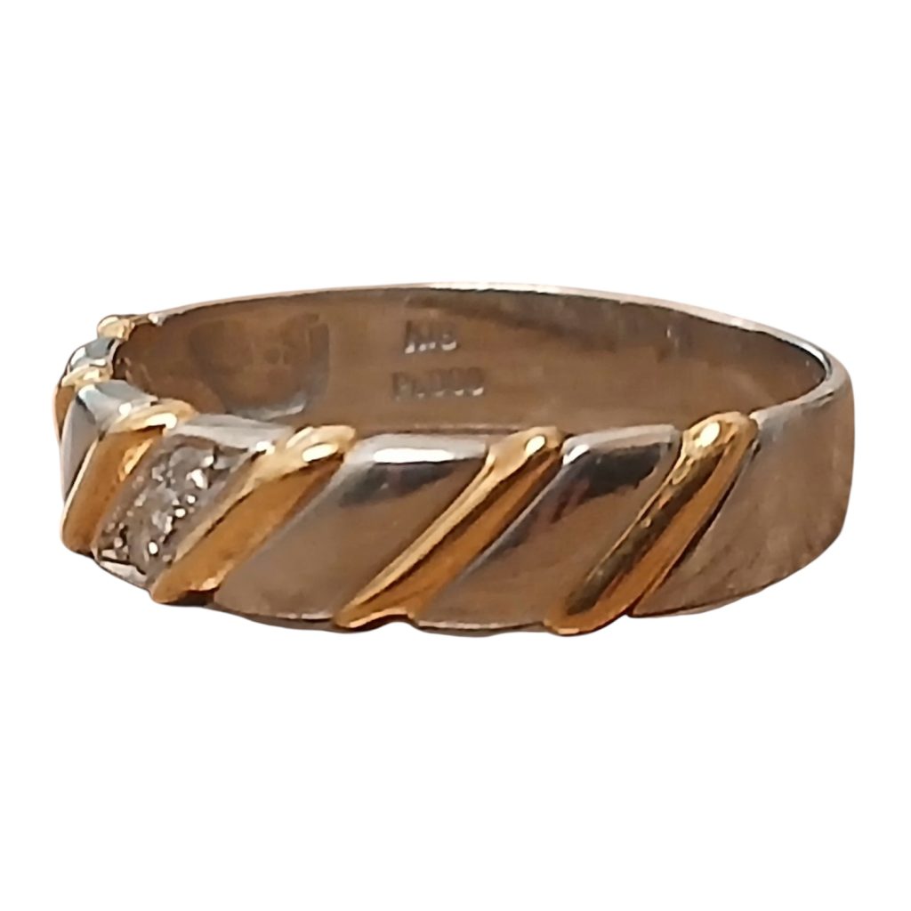 K18（18金・750）・Pt900（プラチナ900）メレダイヤモンド コンビリング