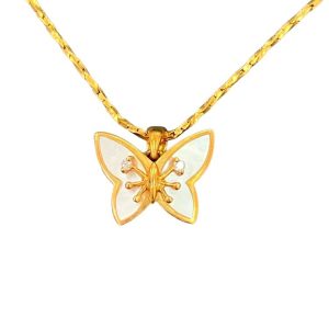 【シェル メレダイヤ ネックレス】K18 18金 750