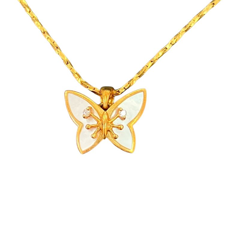 【シェル メレダイヤ ネックレス】K18 18金 750