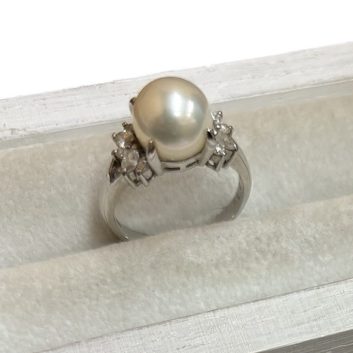 Pt900 プラチナ パール メレダイヤ リング アクセサリー ジュエリー 貴金属