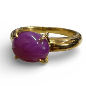 K18 ピンクスタールビー付きリング