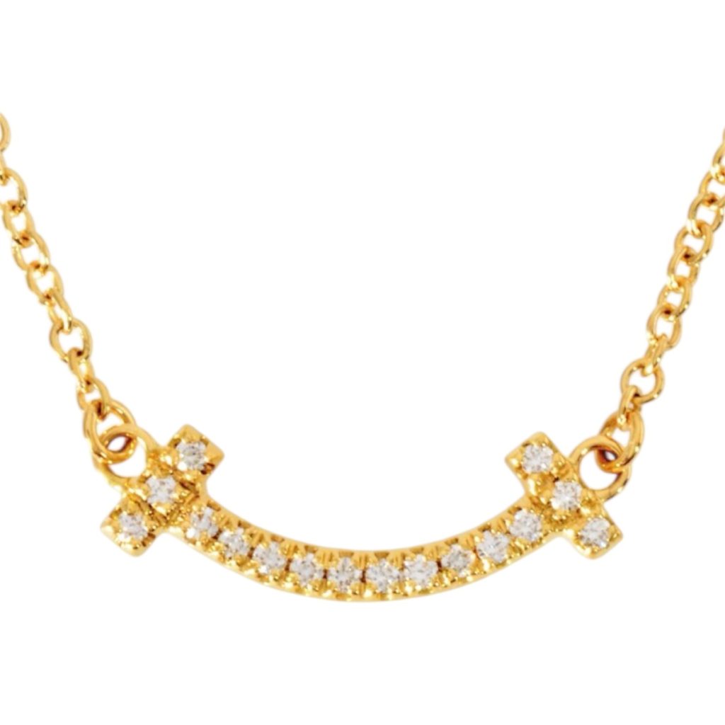 K18 ティファニー ネックレス Tスマイル ゴールド 750