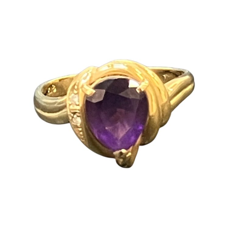 【アメジスト メレダイヤ リング】K18 18金 750