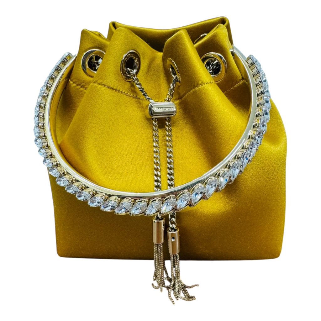 Jimmy Choo ジミーチュウ BonBonクリスタルハンドル付きサテンバッグ
