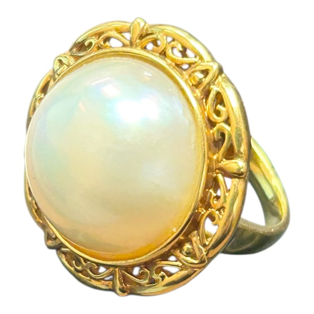 K18 パール付きリング