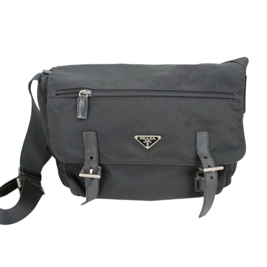 PRADA プラダ 三角ロゴ ナイロン ダブルベルト メッセンジャー　