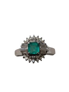 エメラルド ダイヤモンド Pt900 リング