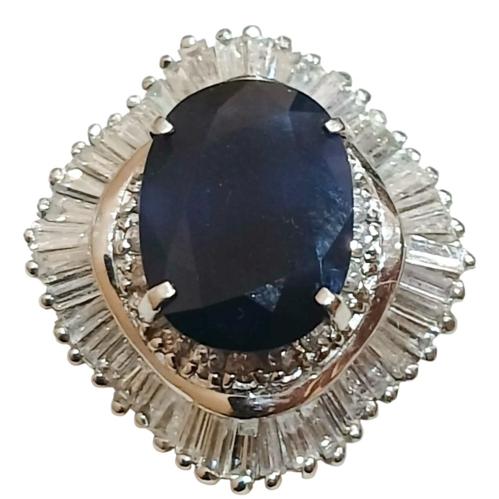 Pt900 プラチナ900 リング サファイア 3.87ct メレダイヤモンド 1.30ct 札幌市 東区 元町