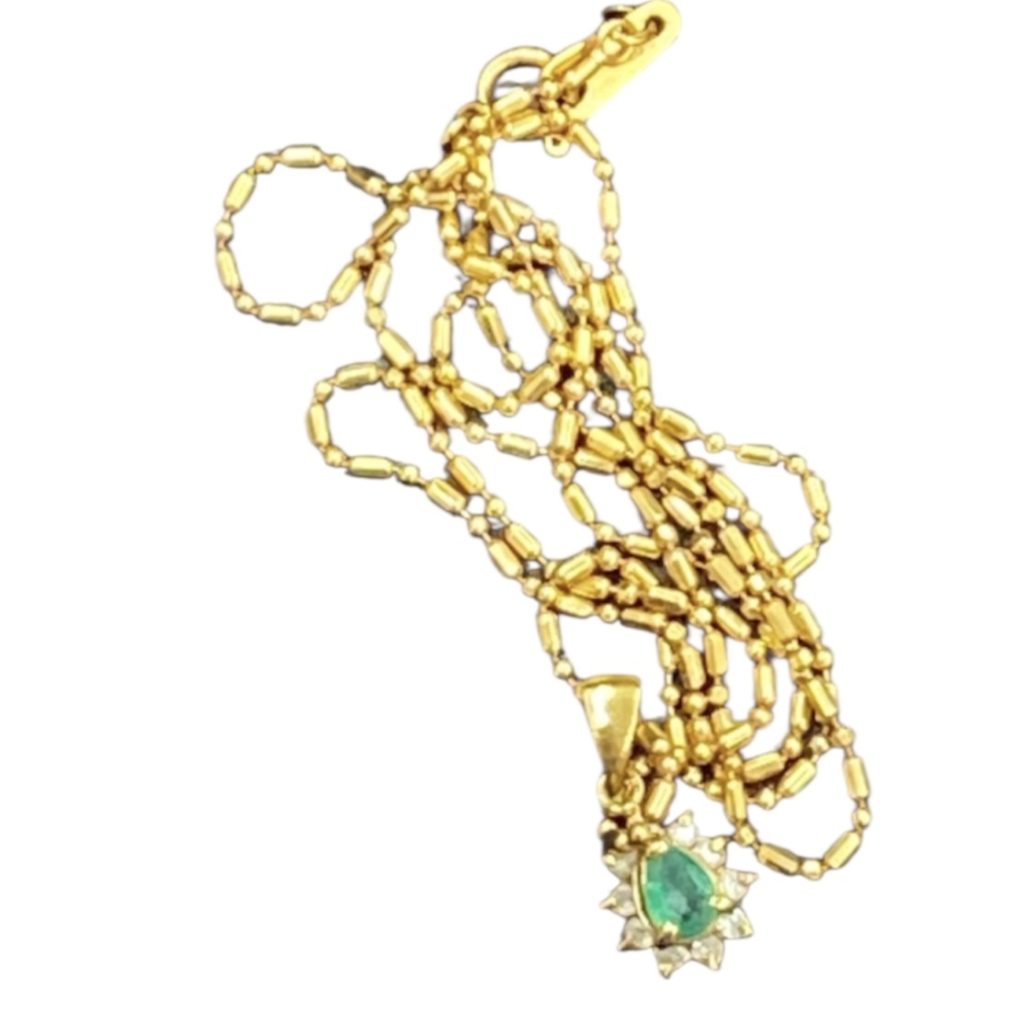 K18ネックレス エメラルドトップ付き