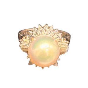 Pt900 リング パール メレダイヤ付き 石あり プラチナ アクセサリー