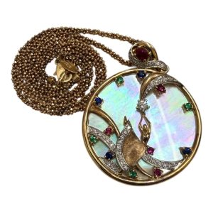 K18／Pt900 コンビ エメラルド・ダイヤモンド・ルビー・サファイア ネックレス／ペンダント