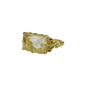 K18 18金 ルチルクォーツ付きリング