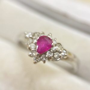 Pt900 ルビー メレダイヤモンド リング 指輪