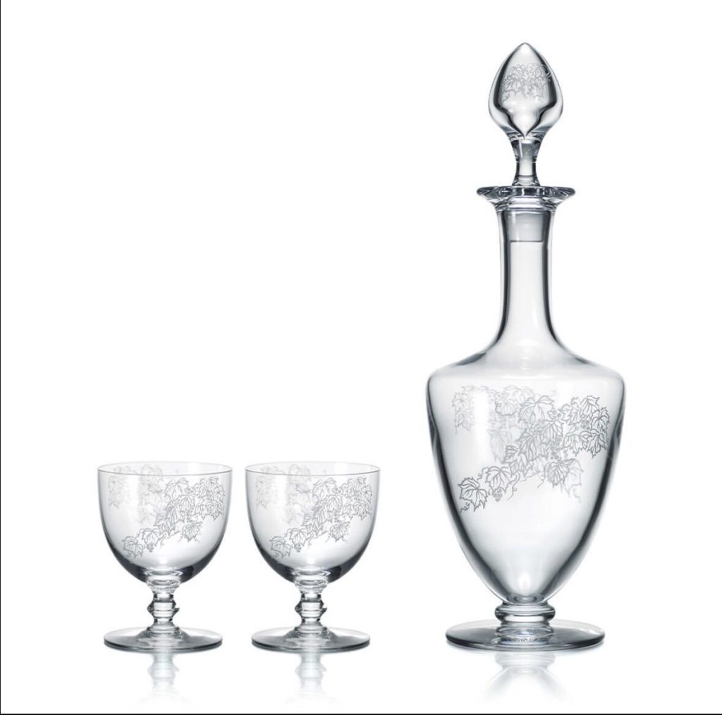 バカラ Baccarat 龍村コレクション　實のり　デカンタ　ワイングラス 3点セット デキャンタ　葡萄　クリスタル