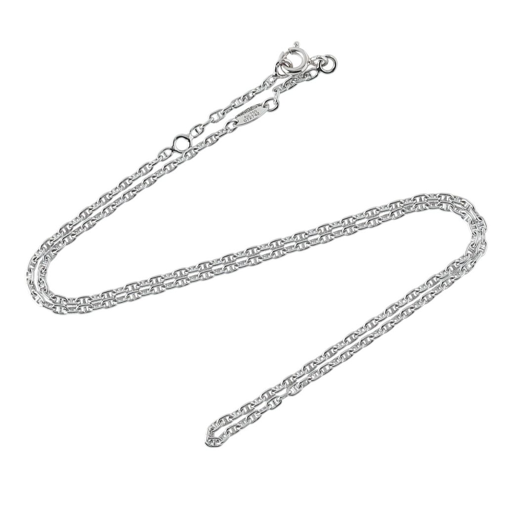 エルメス シェーヌダンクル チェーン ネックレス 40cm Au750WG