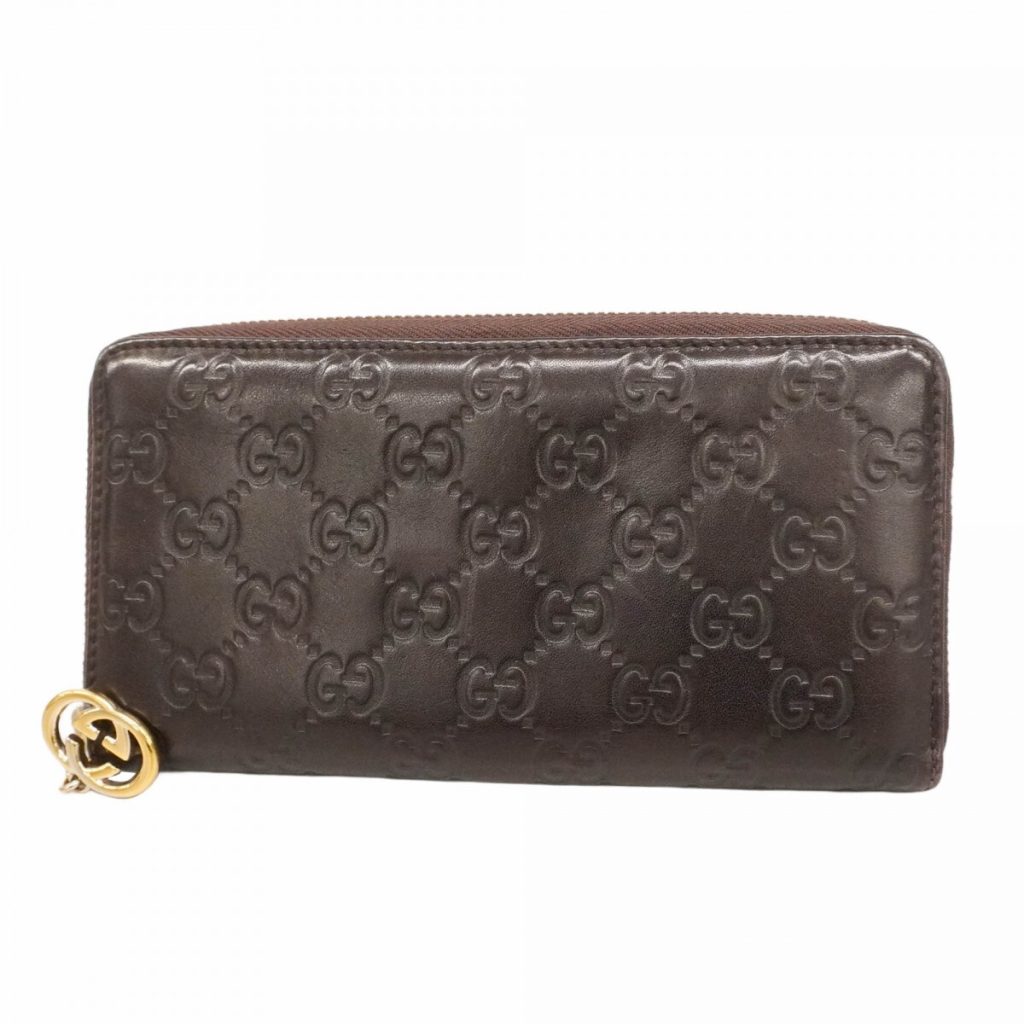 5pe6969-k グッチ GUCCI 長財布 グッチシマ 212110 レザー ブラウン ゴールド金具