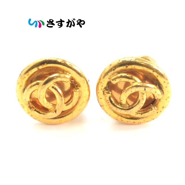 CHANEL シャネル ココマーク イヤリング メッキ アクセサリー 年代物 劣化有り