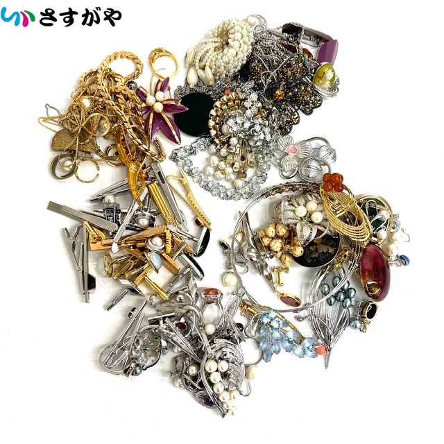 メッキ イミテーション アクセサリー リング ネックレス イヤリング ブローチ タイピン