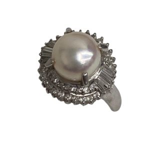 Pt900 リング パール、MD付き