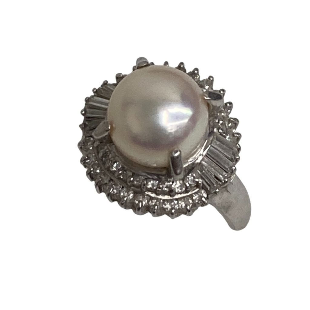 Pt900 リング パール、MD付き