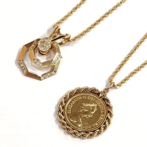 18金 (K18) ネックレス 24金 (K24) コイン ダイヤ ジュエリー 宝飾品 | 根室市