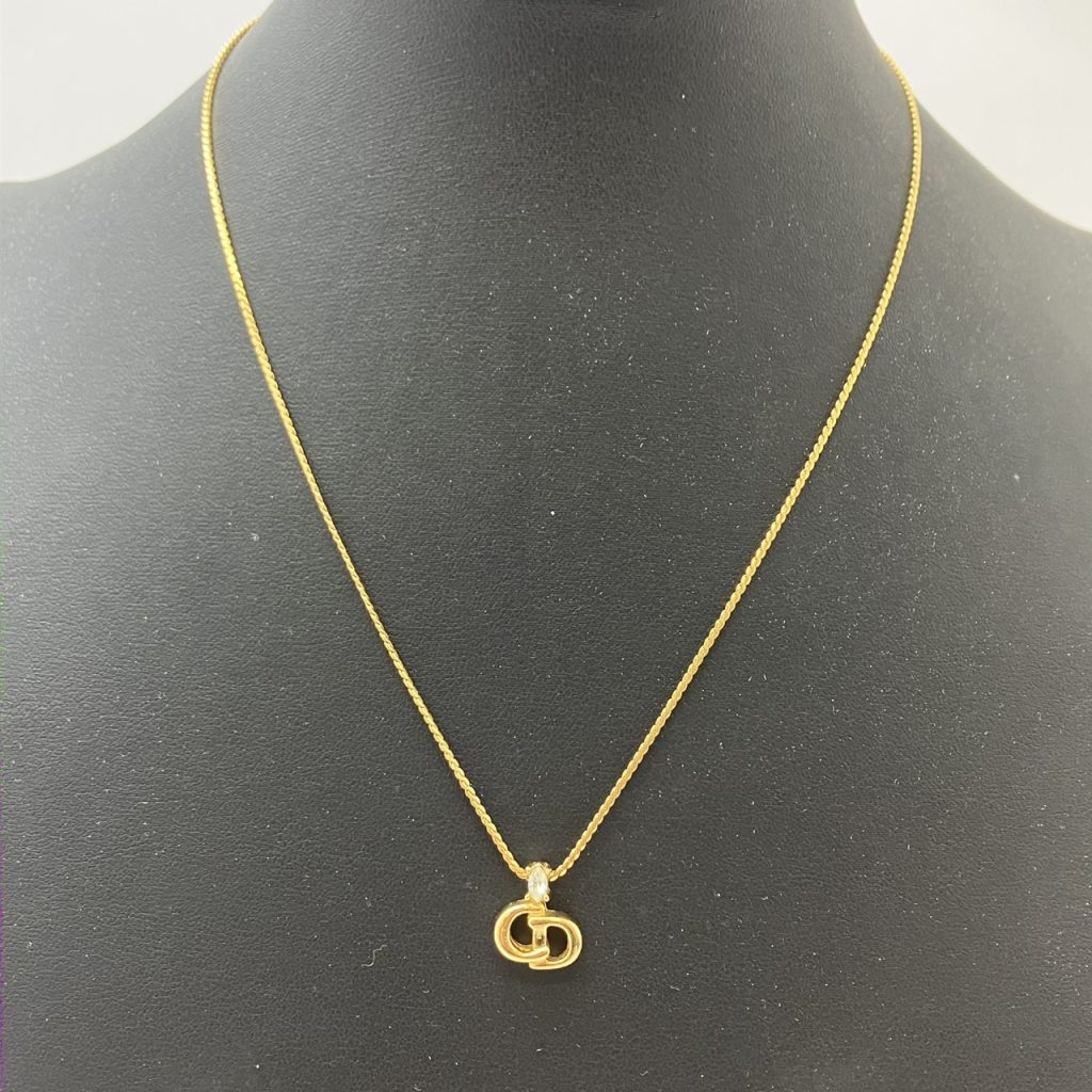 クリスチャン・ディオール CDロゴ ラインストーン ネックレス