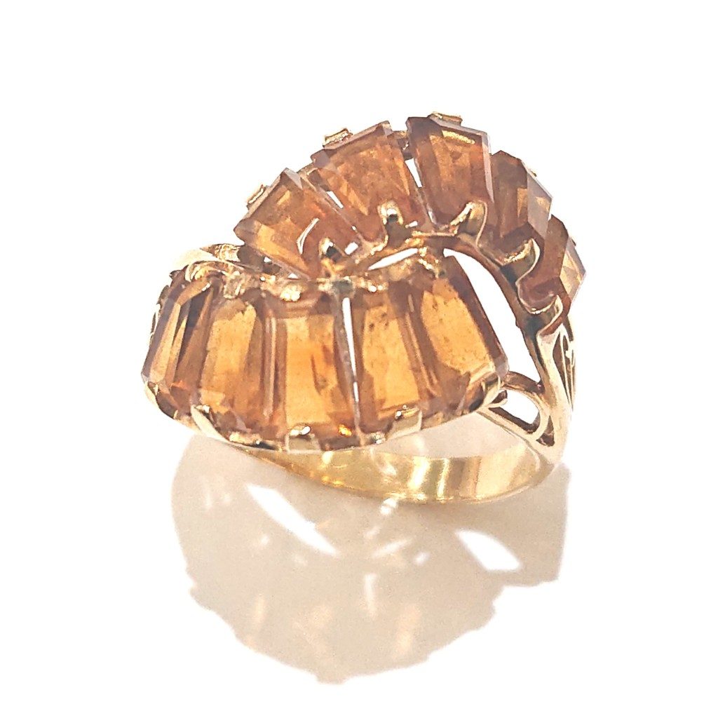 K18 シトリン デザインリング