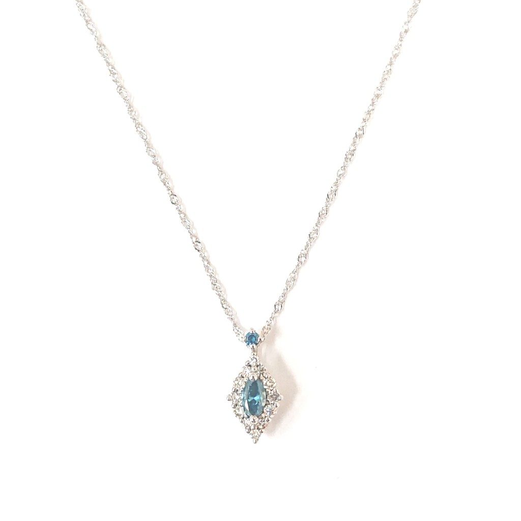 K18WG ブルースピネル メレダイヤ ネックレス