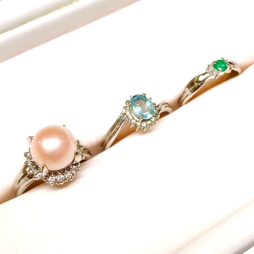 【Pt900 まとめ】プラチナ900・真珠・パール・アクアマリン・エメラルド・リング・指輪・貴金属・アクセサリー