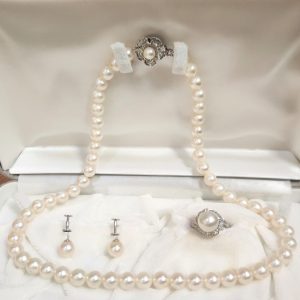 パール (真珠) ネックレス ピアス リング 3点セット プラチナ シルバー ゴールド | 根室市