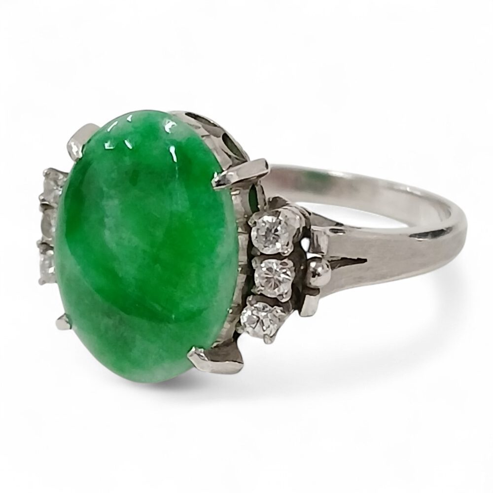 Pt850 リング 翡翠 ダイヤモンド ジュエリー