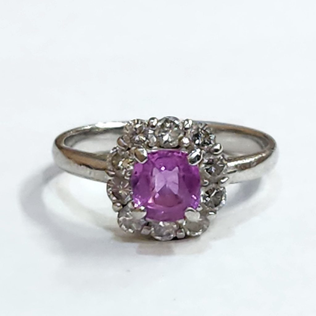 プラチナ850 (Pt850) リング ピンク サファイア メレダイヤ 指輪 ジュエリー | 根室市昭和町