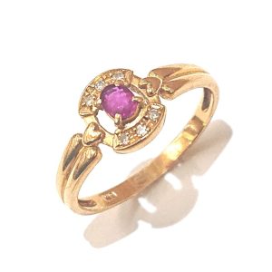 K18 ルビー メレダイヤ付き リング