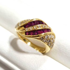 K18 18金 750 ルビー メレダイヤ リング 指輪