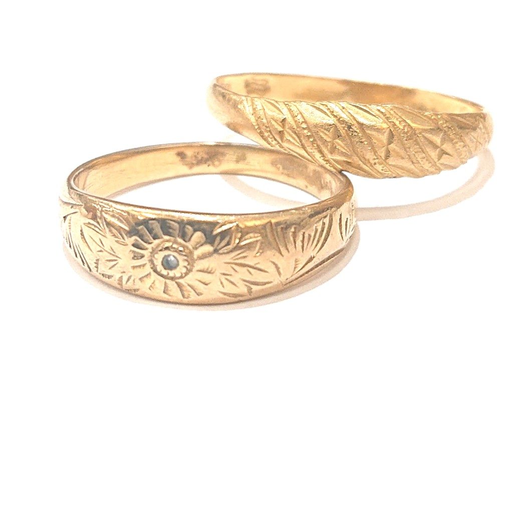 K18 18金 彫りデザインリング