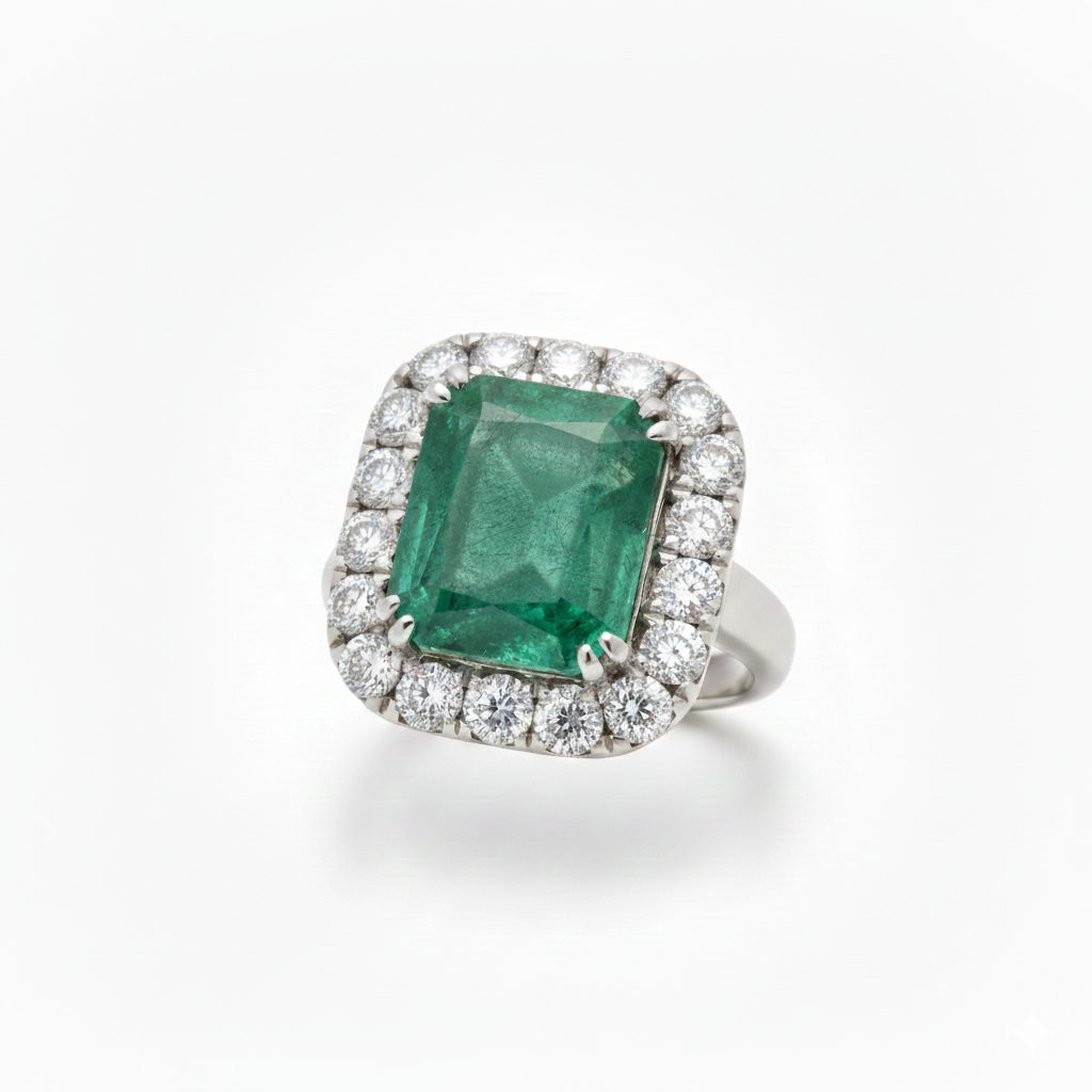 Pt900 エメラルド 2.5ct / ダイヤモンド 0.8ct リング