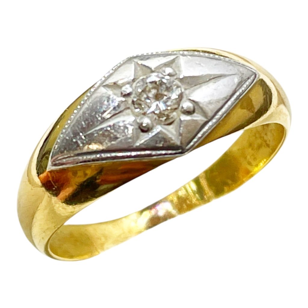 K18/Pt900 コンビ ダイヤ付 リング【函館上磯店】